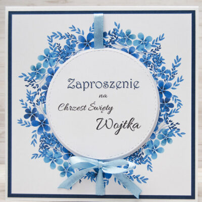 zaproszenia niebieskie wianek