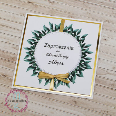 zaproszenia wianek zielony