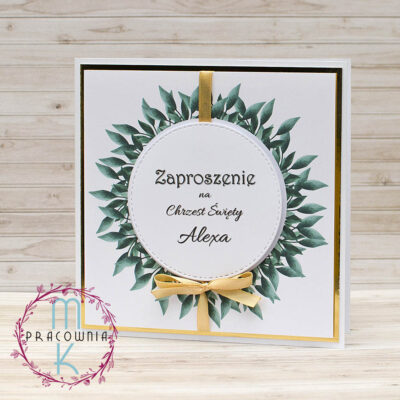 zaproszenia wianek zielony