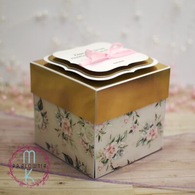 zaproszenia pudelka 3D złoto
