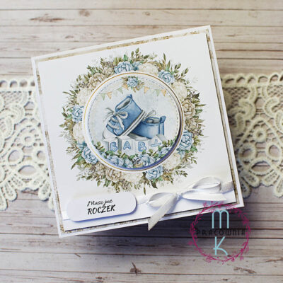 kartka na roczek z bucikami