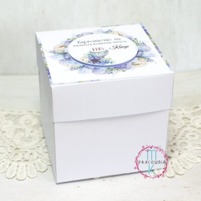 zaproszenie w białym pudełku 3D