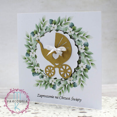 zaproszenia na chrzest wózek