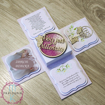 pudełko 3D na komunię z miejscem na upominek