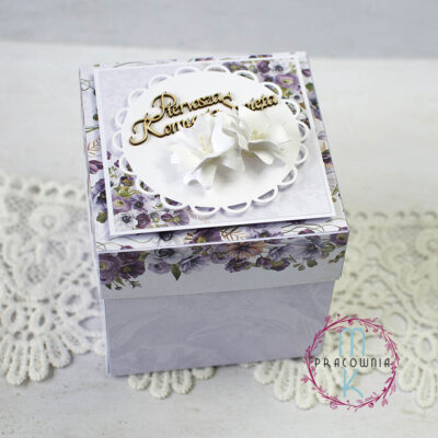 pudełko na komunię fioletowe