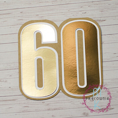 baza cyfra 60 kartki złoto