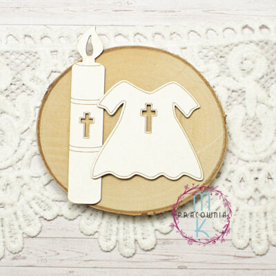 szatka i świeca na chrzest święty