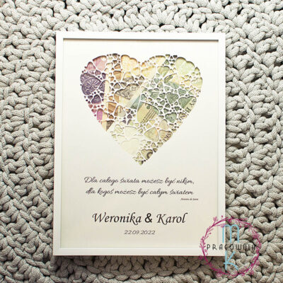 ramka serce na pieniądze