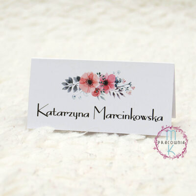 winietki białe z kwiatem