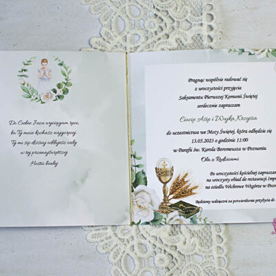 środek zaproszenia na komunie