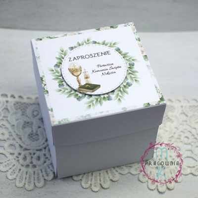 pudełko 3D na komunie zaproszenie
