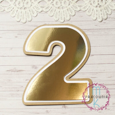 cyfra 2 baza kartki złoto lustrzane