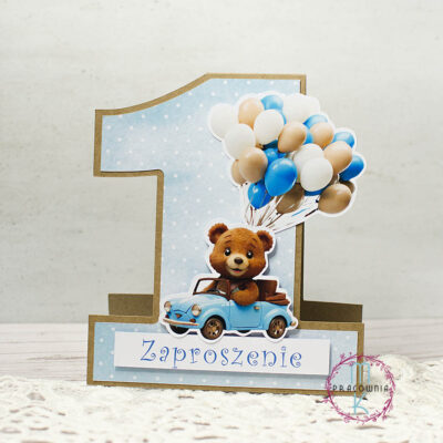 zaproszenie na roczek z misiem