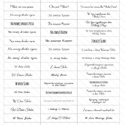napisy na ślub