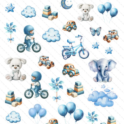 grafiki do wycinania niebieskie dziecięce