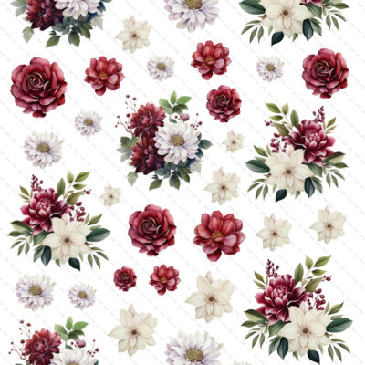grafiki do wycinania czerwone i białe kwiaty