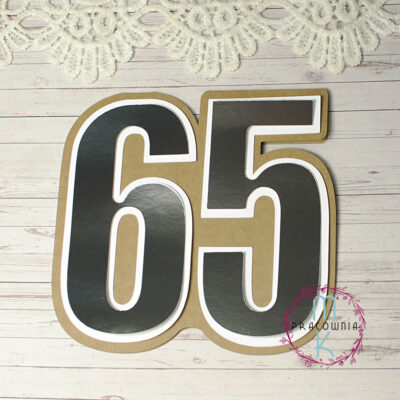 baza kartki lustrzane srebro cyfra 65