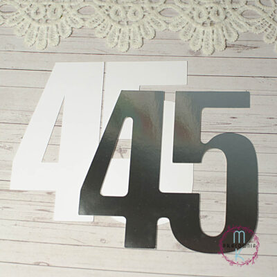 lustrzane srebro cyfra 45