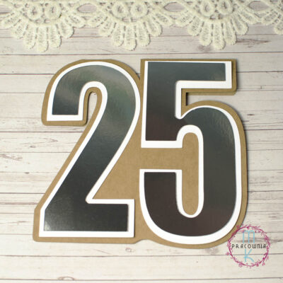 baza kartki cyfra 25 lustrzane srebro