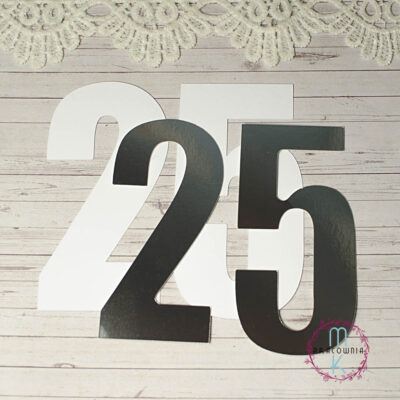 cyfra 25 lustrzane srebro