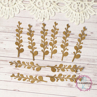 gałązki, listki z papieru kraft