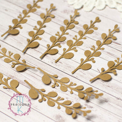 gałązki listki z papieru kraft