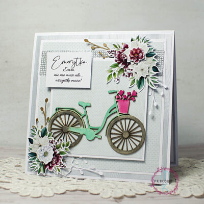kartka z rowerem na urodziny i emerytury
