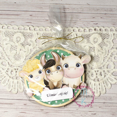 magnes ze sklejki i ozdobnego papieru. Zapakowane w celofan