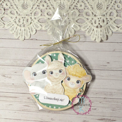 magnes ze sklejki i ozdobnego papieru. Zapakowane w celofan