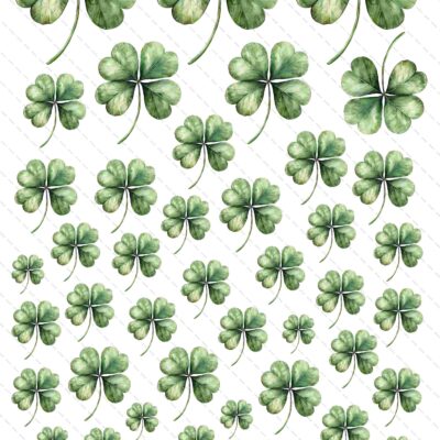 cały arkusz A4 koniczynki czterolistnej w różnych wielkościach