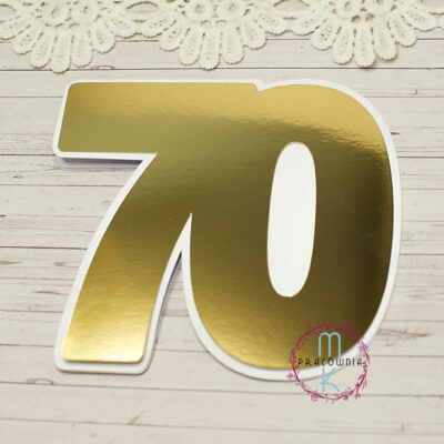 baza kartki w kształcie cyfry 70 z warstwą papieru lustrzane złoto