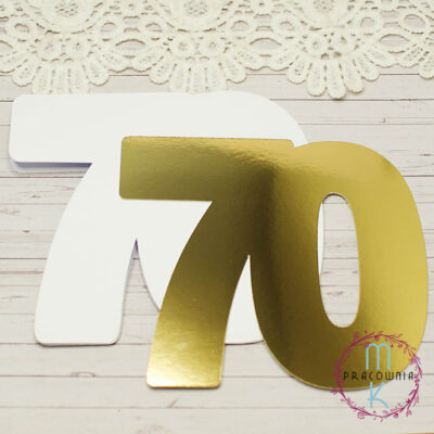 baza kartki w kształcie cyfry 70 z warstwą papieru lustrzane złoto