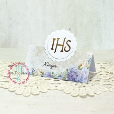 winietki na stół na komunie z wystającym elementem IHS